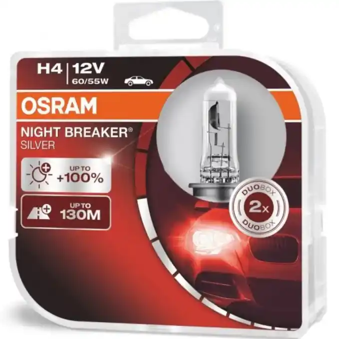 Izzó 12V/60/55W/H4 2db/+100% Osram Night Breaker Silver 64193NBS-HCB Outlet