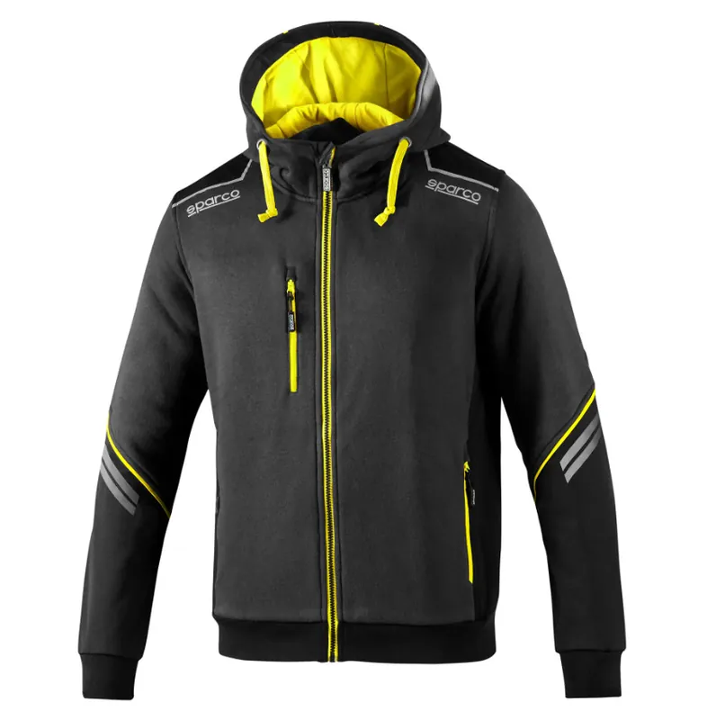 Sparco kapucnis kabát TECH HOODED FULL ZIP TW szürke / fluőreszkáló ( neon ) sárga XXL Exkluzív ajánlat