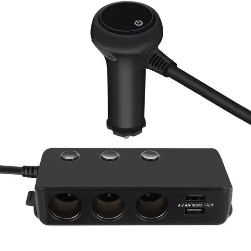 Autós szivargyújtó elosztó, 4x USB csatlakozóval Prémium