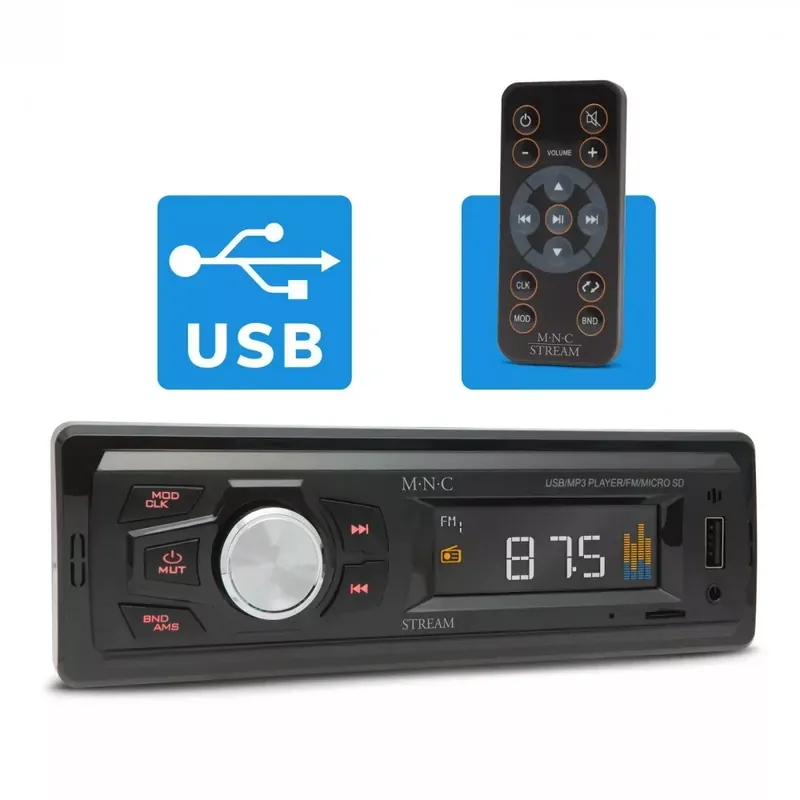 M.N.C. STREAM Autórádió MP3 4X25W SD Kártya USB Szuper ajánlat