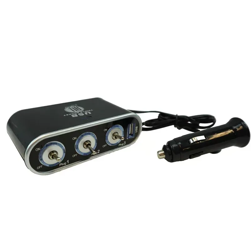 Kiárusítás All Ride 3-as Szivargyújtó Elosztó Külön Kapcsolókkal és USB Kimenettel 12/24V
