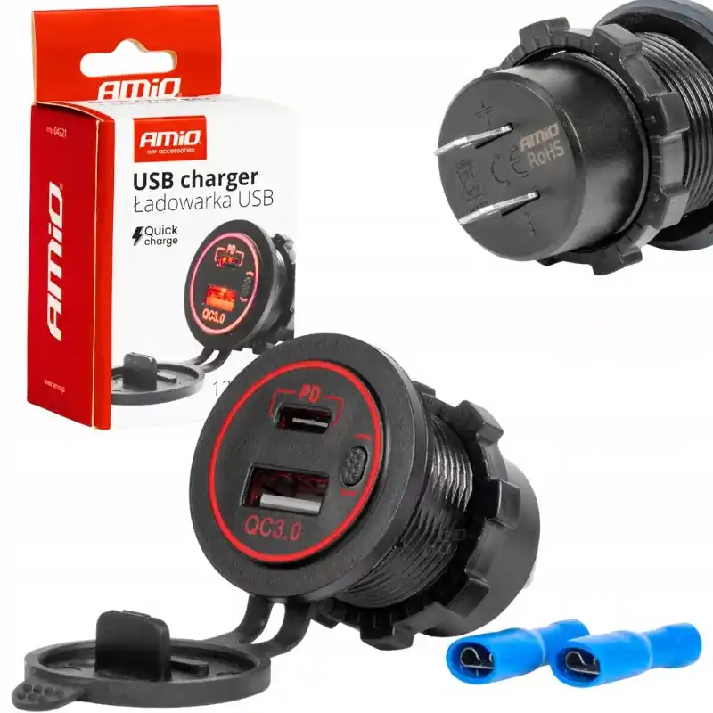 Amio, Usb és Usb-C Aljzat, Beépíthető, Vízálló, 12/24V Kedvezményes ár
