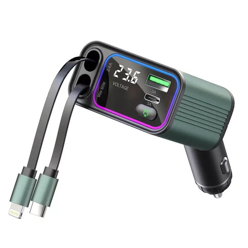 GC08 65 W USB Type C 4 az 1-ben Visszahúzható Töltőadapter 35 W Visszahúzható Kábelekkel FM Rádió Legkelendőbb