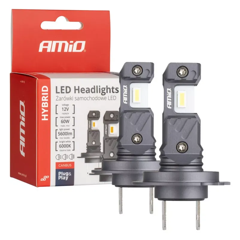 Csak ma Amio,Hybrid, H7 Led Izzó, 60W 2db 6000K
